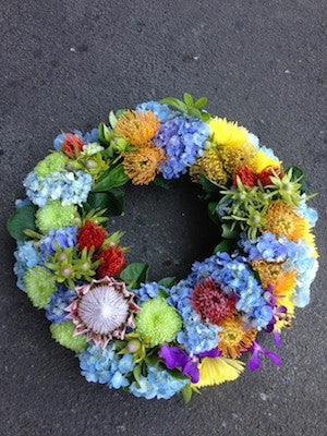Vibrant Wreath in a tone to celebrate a life