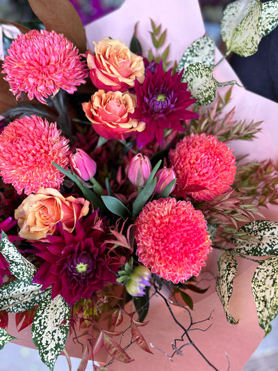 Seasonal vibrant and textured bouquet