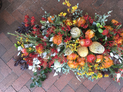 Casket Cover - Native blooms, textured and bright