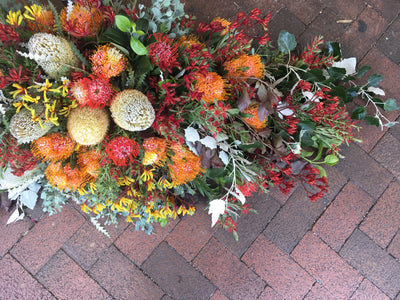Casket Cover - Native blooms, textured and bright