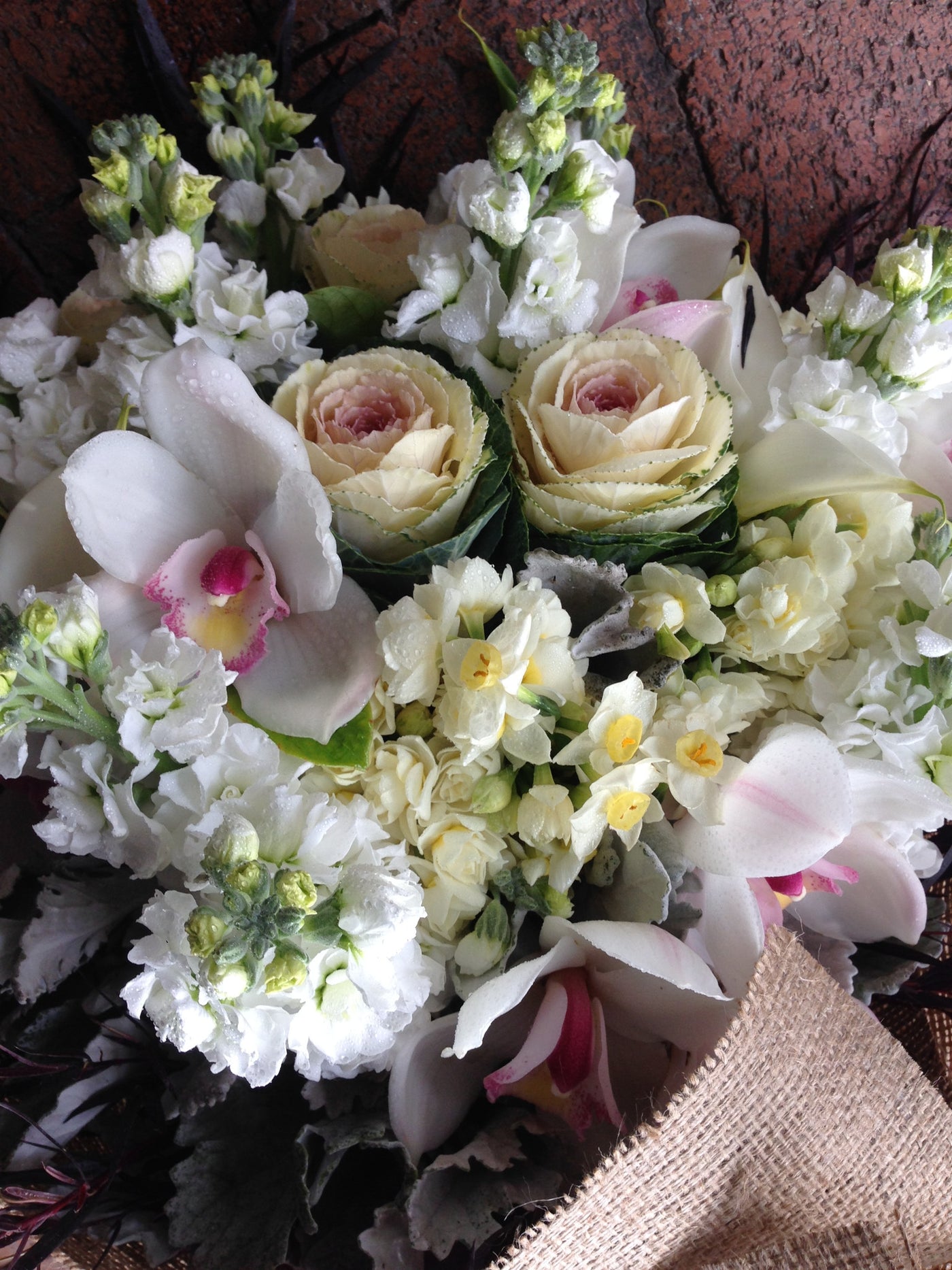 Fragrant and Elegant Heshian Wrapped Flower Bouquet