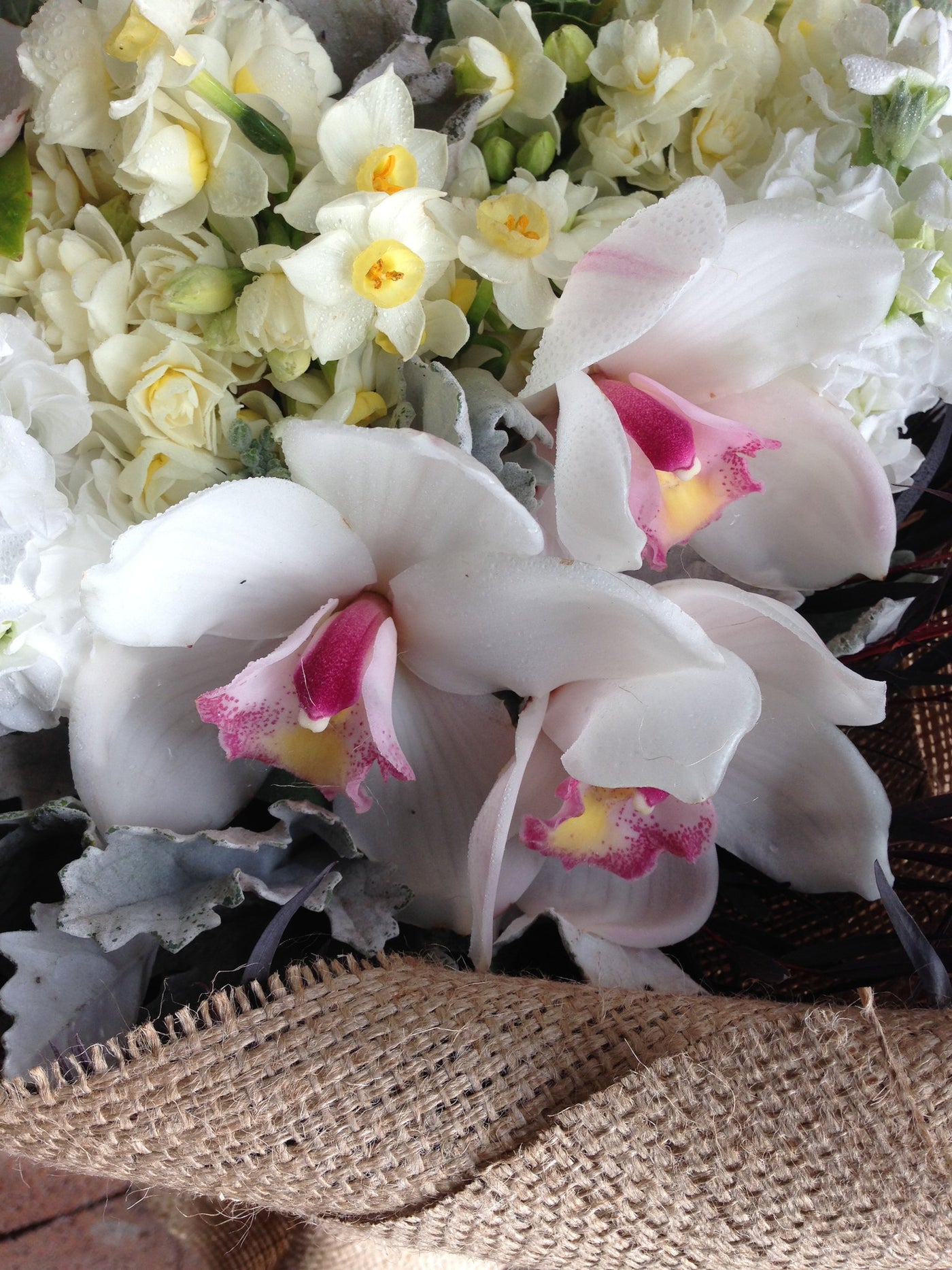 Fragrant and Elegant Heshian Wrapped Flower Bouquet