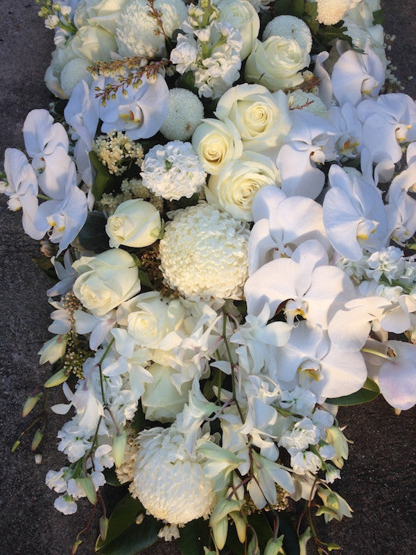 Cream and White Casket Cover