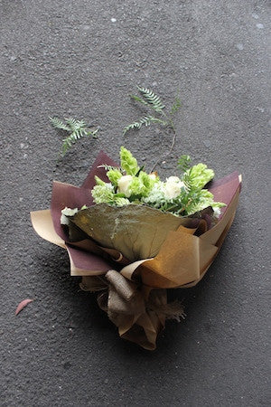 White and green textured floral bouquet