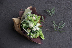White and green textured floral bouquet