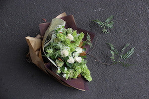 White and green textured floral bouquet
