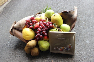 Fruit and white wine hamper