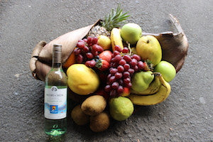 Fruit and white wine hamper