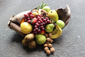 Fruit husk hamper with nuts