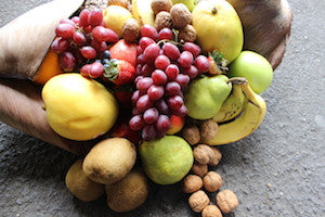 Fruit husk hamper with nuts