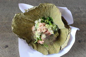 Lotus leaf wrapped vintage posy