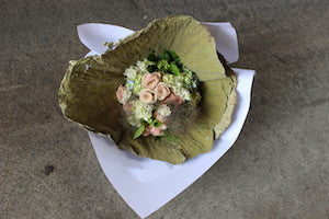 Lotus leaf wrapped vintage posy