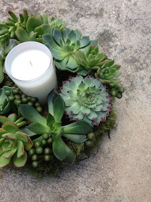 Succulent Wreath with Candle