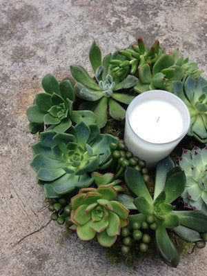 Succulent Wreath with Candle