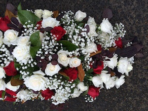 Traditional Red and White Rose Casket Cover