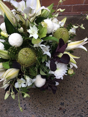 Funky textured white and green flower arrangement