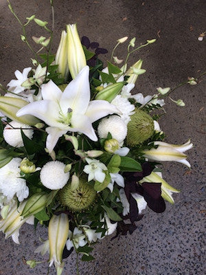 Funky textured white and green flower arrangement