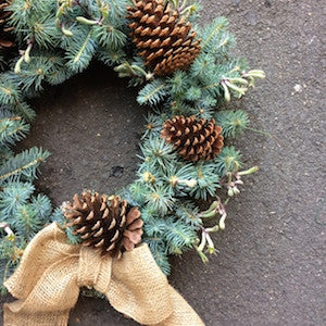 Spruce and pine cone wreath