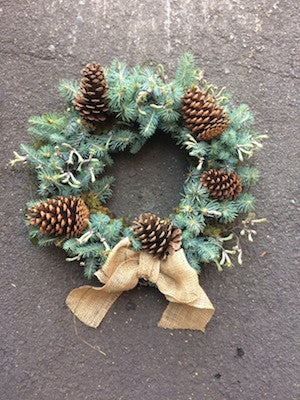 Spruce and pine cone wreath
