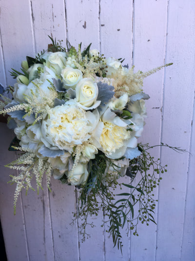 Textured vintage all white posy