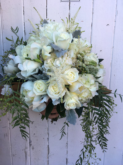 Textured vintage all white posy