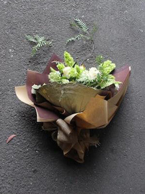 White and green textured floral bouquet