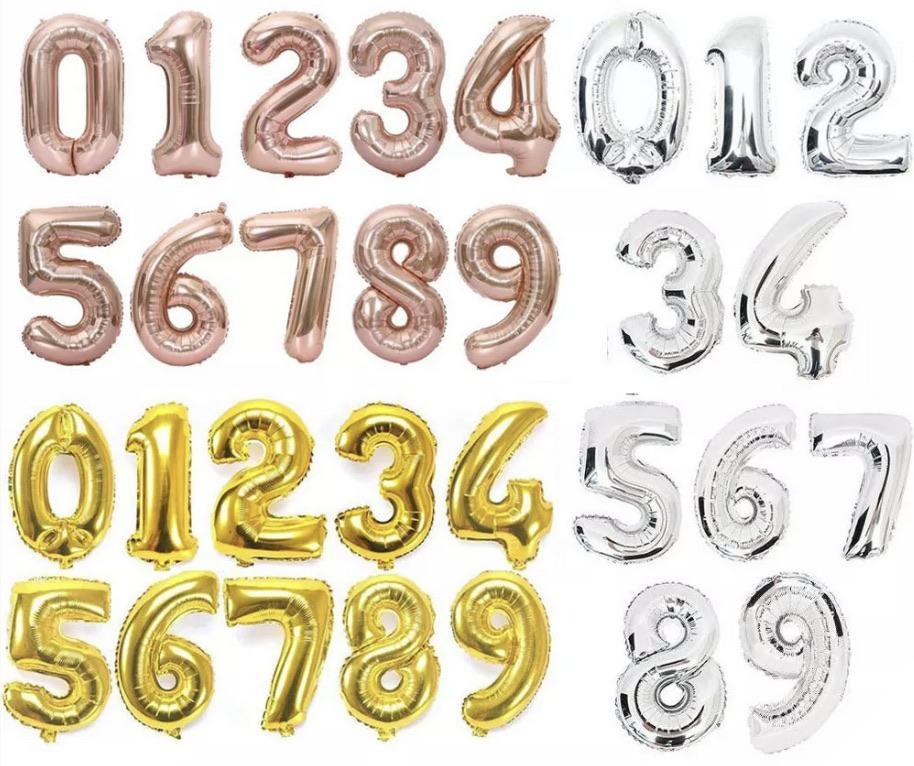 Foil large individual number balloons (weighted)