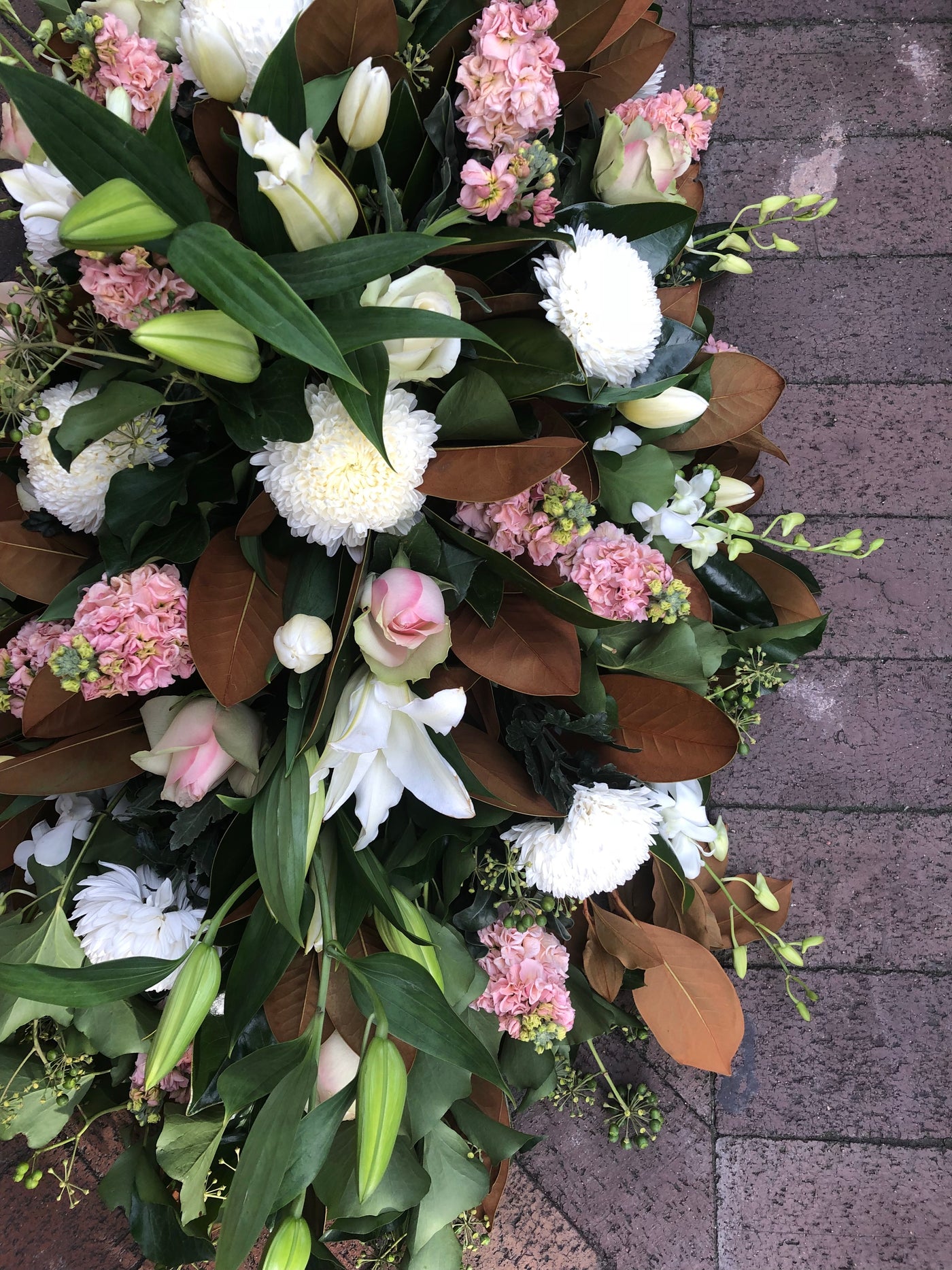 Delicate pastel casket cover